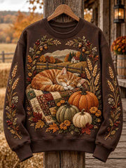 Women's Autumn Cute Cat Art Regular Sweatshirt