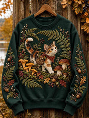 Women's Autumn Cute Cat Art Regular Sweatshirt