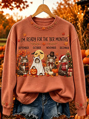 Women's I'm Ready For The 'ber Months Cute Cats Print Cozy Sweatshirt