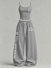 Women's 'Be Still And Know' Print Casual Set