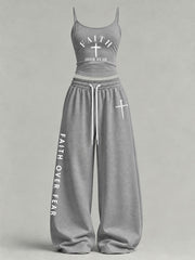 Women's 'Faith Over Fear' Printed Casual Set