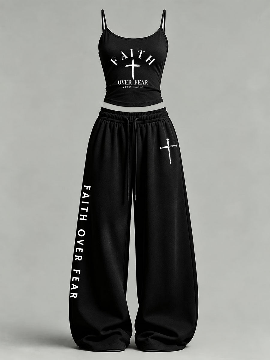 Women's 'Faith Over Fear' Printed Casual Set
