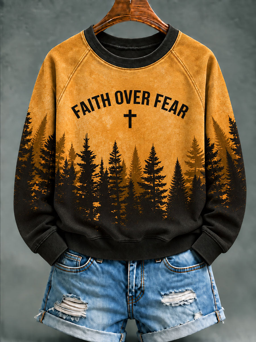 Women's Faith Over Fear Raglan Sleeve Sweatshirt
