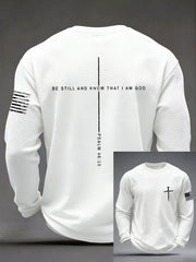 Men's "Be Still And Know I Am God"Faith Print Casual Waffle Long Sleeve T-Shirt