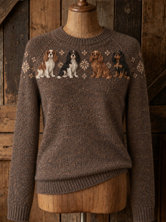 Women's cute puppy design casual raglan sleeve sweater