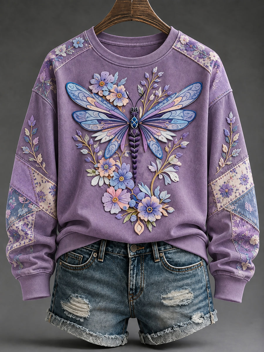 Women's Purple Flora Art Print Sweatshirt