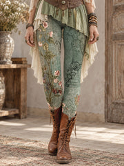 Women's Fall/Winter Floral Art Prtinted Leggings