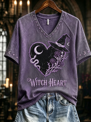 Women's Witch V-neck Off-shoulder Short-sleeved T-shirt