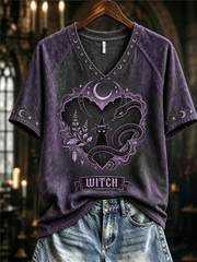 Women's Witch V-neck Off-shoulder Short-sleeved T-shirt