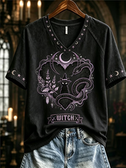 Women's Witch V-neck Off-shoulder Short-sleeved T-shirt