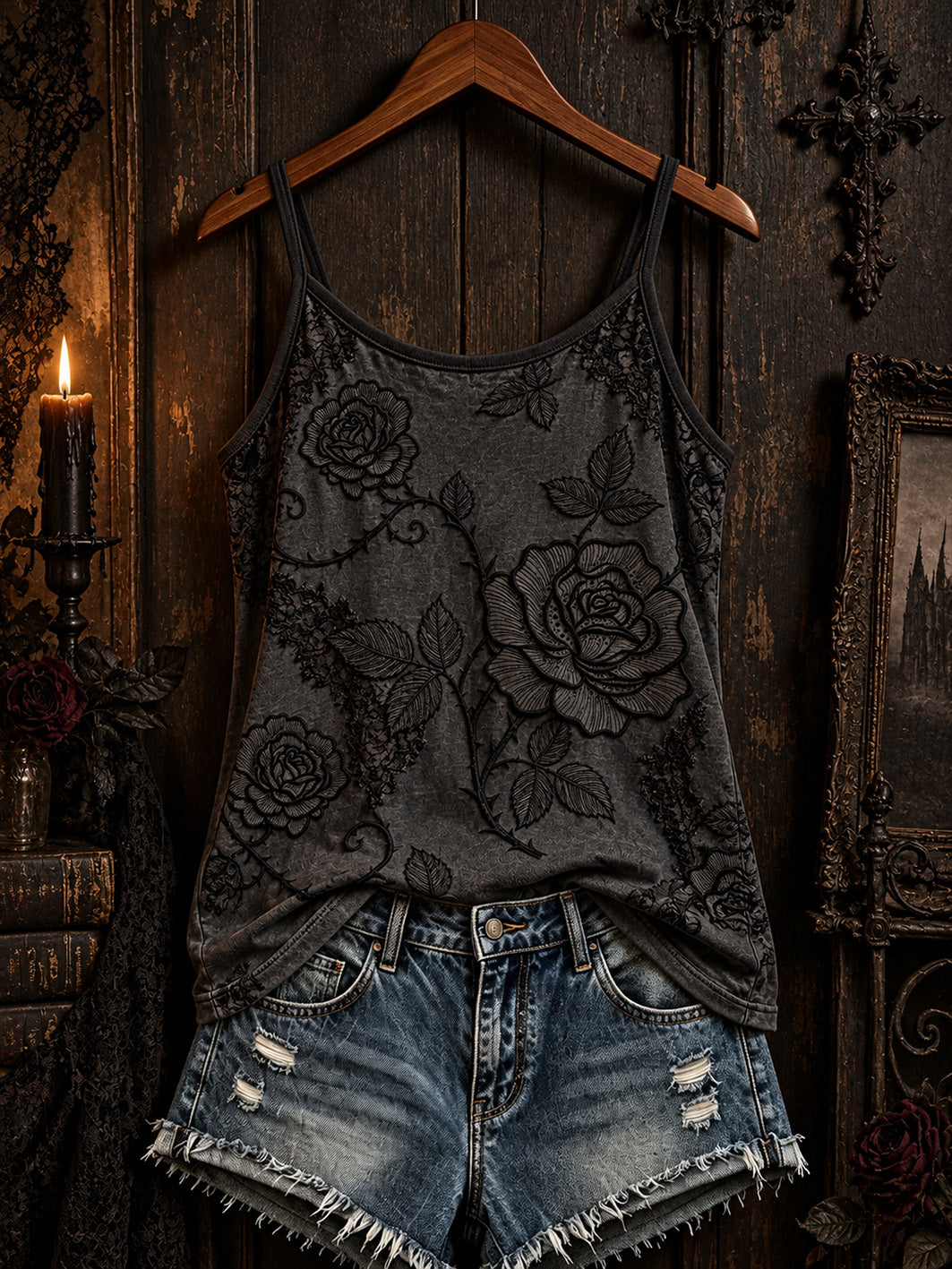 Women's Halloween Gothic-style patterned casual vest
