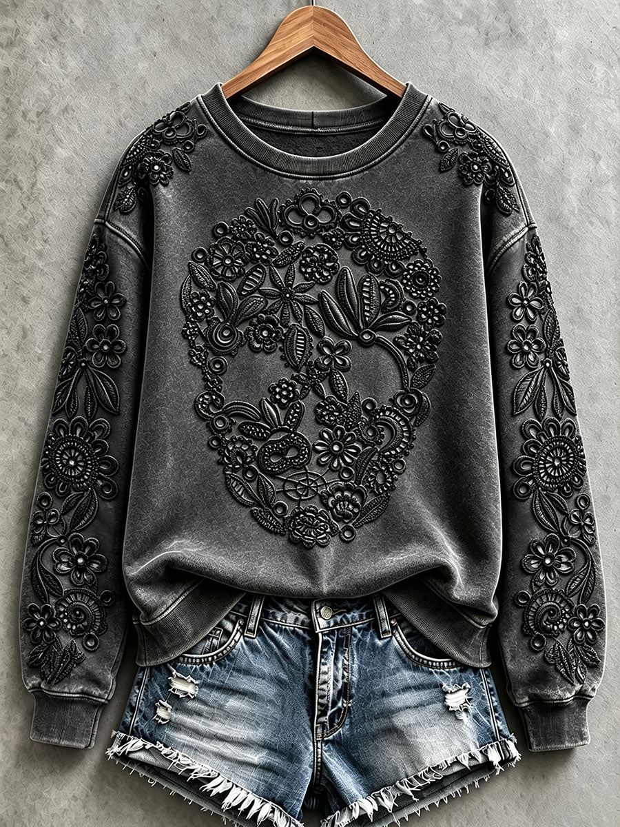 Women's Halloween Floral Skull Sweatshirts
