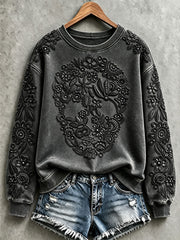 Women's Halloween Floral Skull Sweatshirts