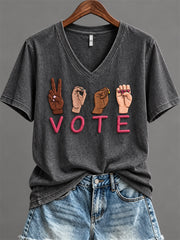 Women's Vote Gestures Hands Print short-sleeved T-shirt
