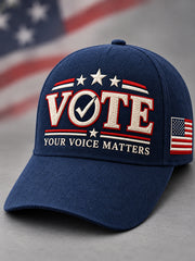 Unisex Vote Your Voice Matters US Flag Hat