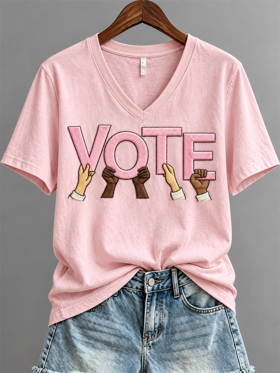 Women's Vote Hands Up Print short-sleeved T-shirt