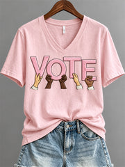 Women's Vote Hands Up Print short-sleeved T-shirt