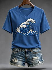 Women's Japanese Art The Great Wave Printed short-sleeved T-shirt