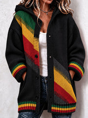 Women's Reggae Inspired Cozy Knit Hooded Cardigan