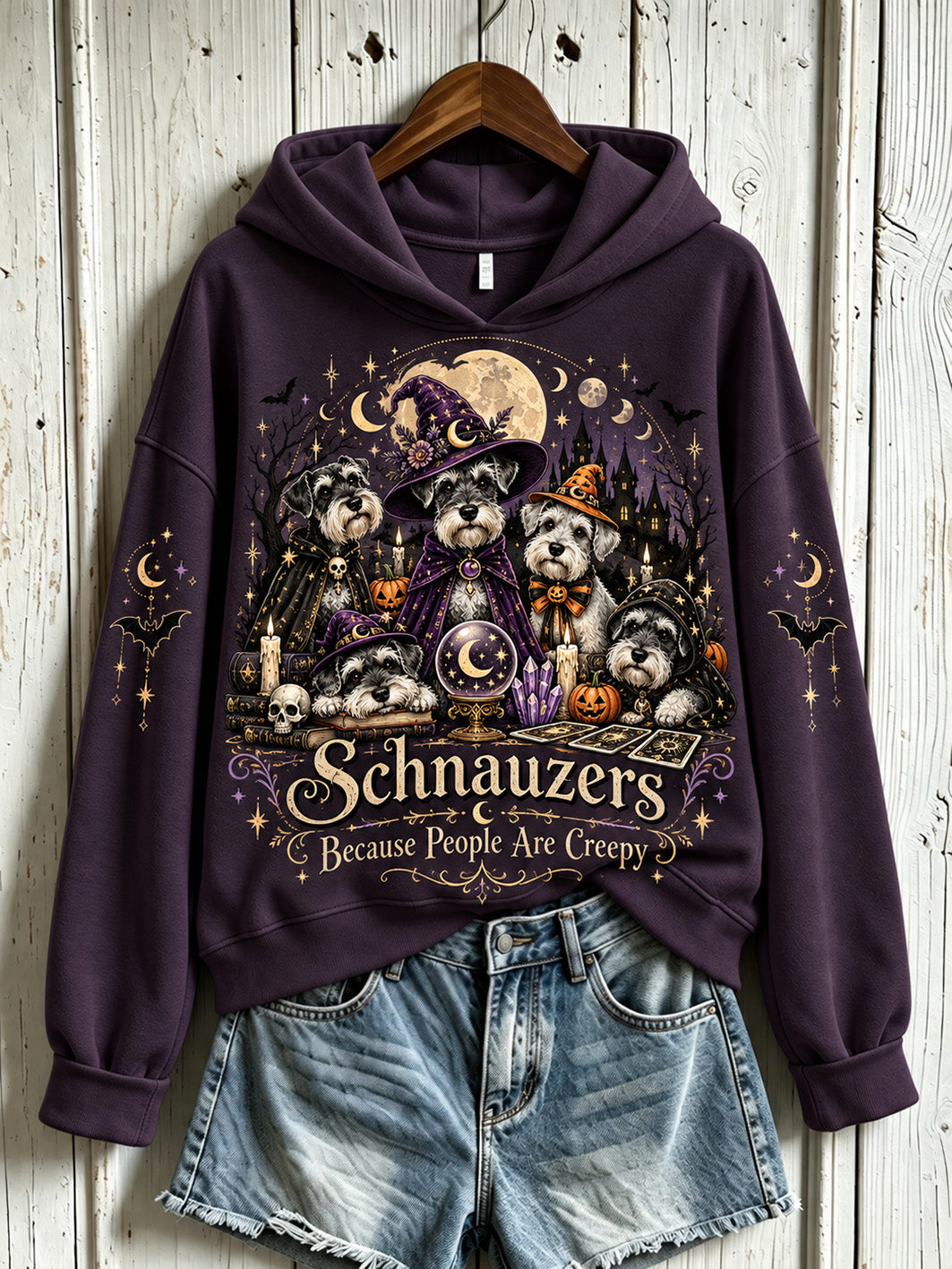 Women's Schnauzers People Are Creepy Pattern Causal Hoodie