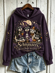 Women's Schnauzers People Are Creepy Pattern Causal Hoodie