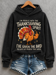 Women's Funny Thanksgiving Turkey Print Casual Hoodie