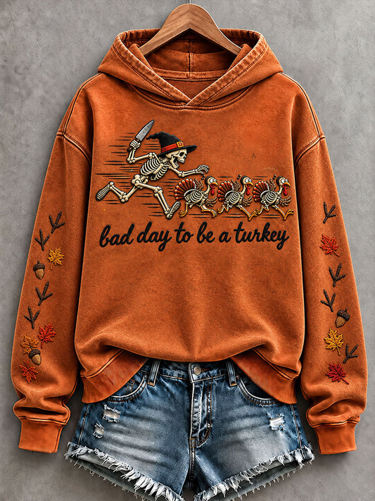 Women's Bad Day to Be a Turkey Print Regular Sweatshirt