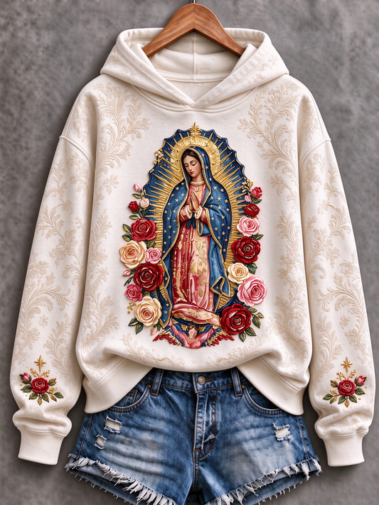 Women's Feast of Our Lady of Guadalupe art Printed Regular Sweatshirt
