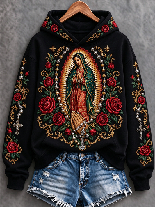 Women's Feast of Our Lady of Guadalupe art Printed Regular Sweatshirt