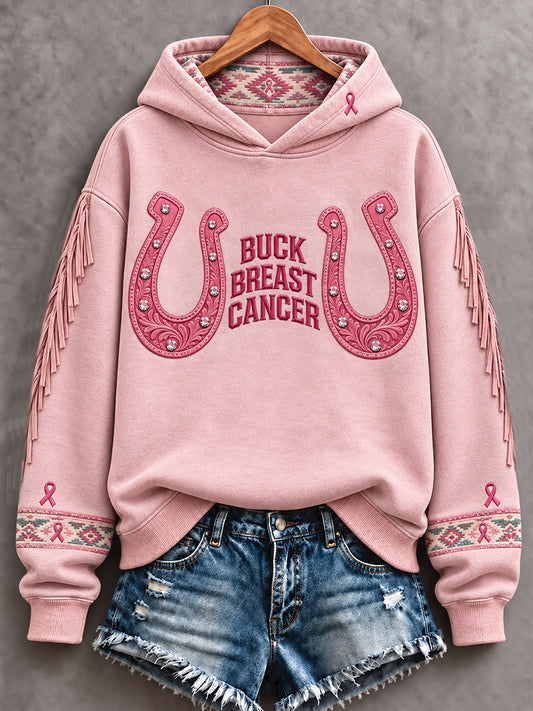 Women's Western Style Breast Cancer Awareness Art Printed Sweatshirt