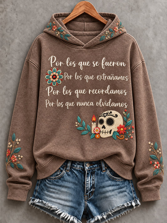 Women's Mexico Day of The Dead Floral Art Printed Hoodie