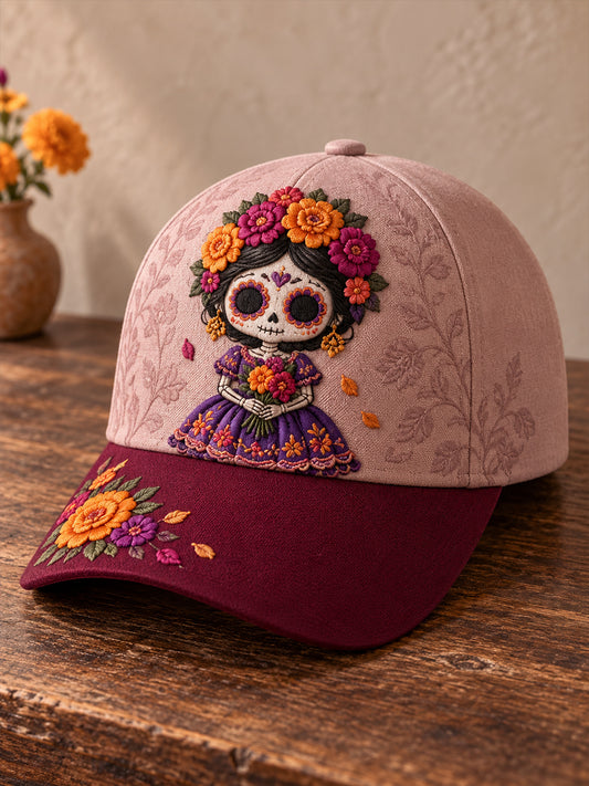 Unisex Mexico Day of The Dead Floral Art Printed Hat