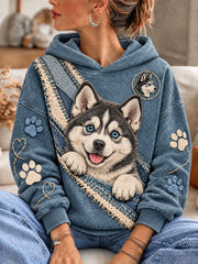Women's Dog Printed Hoodie