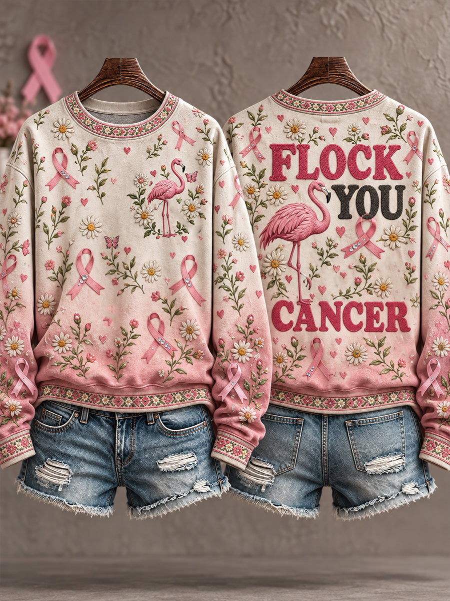Women's Breast Cacner Awareness Art Printed Sweatshirt