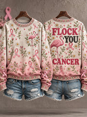 Women's Breast Cacner Awareness Art Printed Sweatshirt