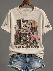 Women's A Cat-As-A-Knight Print short-sleeved T-shirt