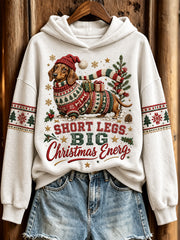 Women's Christmas Dachshund pattern casual hoodie