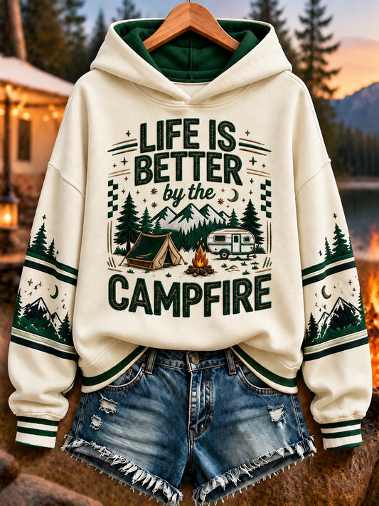 Women's Camping Print Sweatshirt