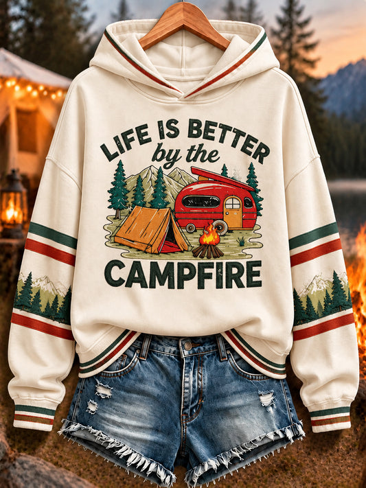 Women's Camping Print Sweatshirt