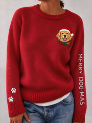 Women's Cute Golden Retriever Cozy Knit Sweater