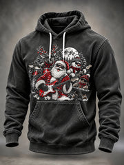 Men's Heavy Metal Rock Christmas Print Hoodie With Pocket