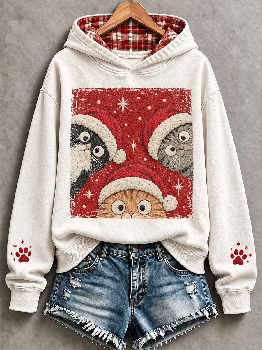 Women's Christmas Cat Fun Print Casual Sweatshirt