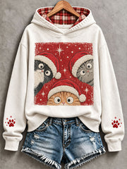 Women's Christmas Cat Fun Print Casual Sweatshirt