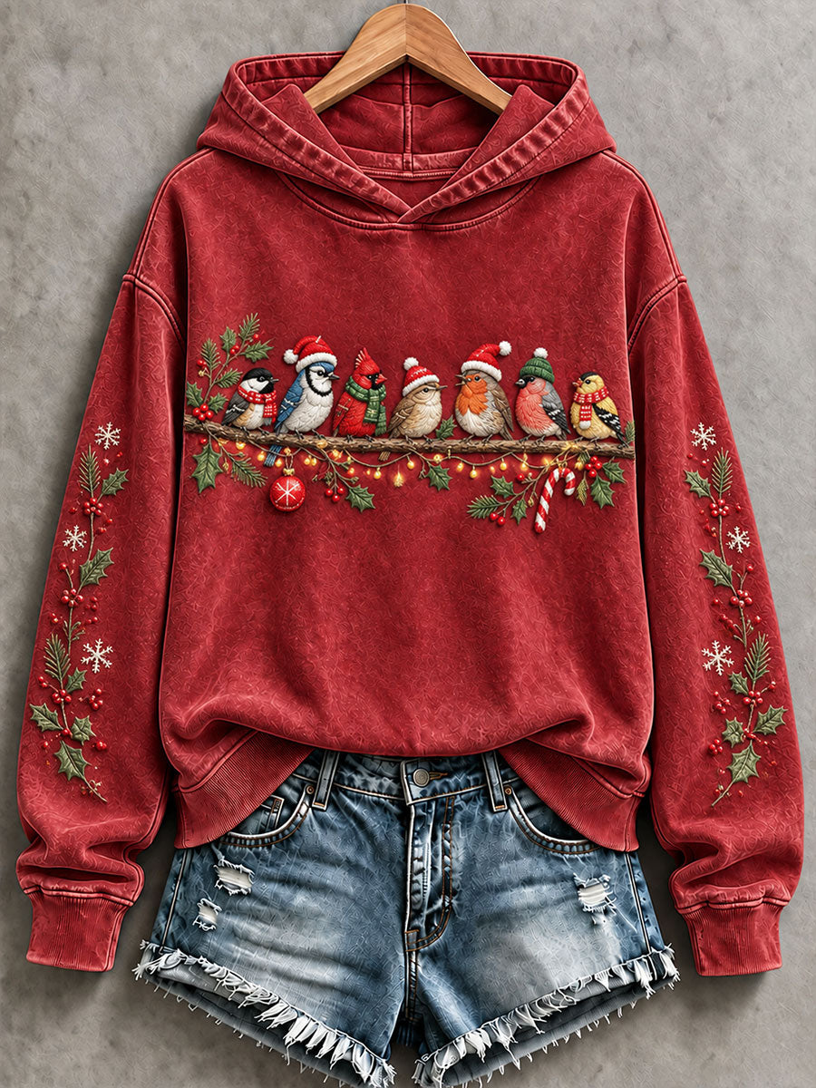 Women's Christmas Bird Print Casual Sweatshirt