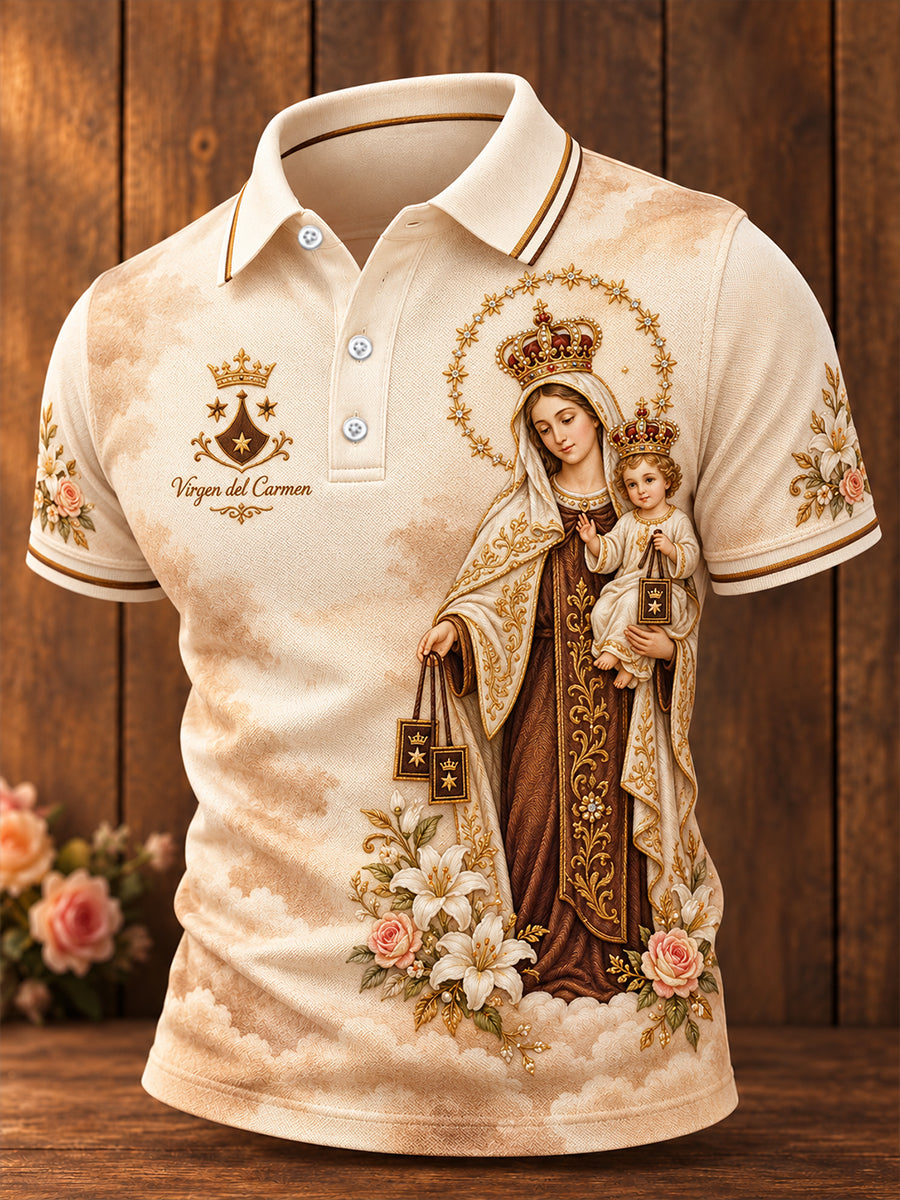 Men's Mexico Virgen del Carmen Printed Casual Tops