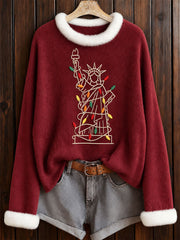 Women's New York Christmas Print Casual Sweater