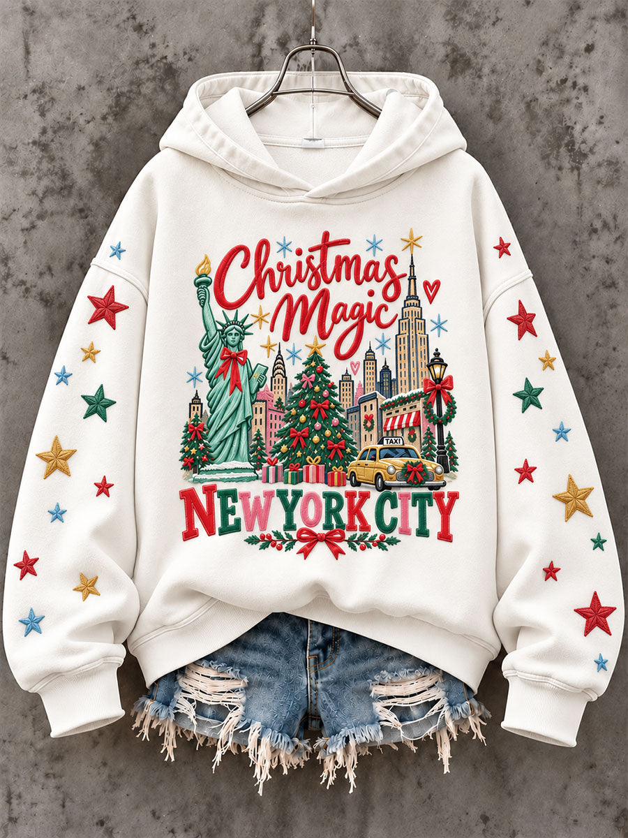 Women's New York Christmas Print Casual Sweatshirt