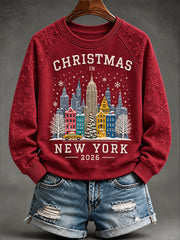 Women's New York Christmas Print Casual Sweatshirt