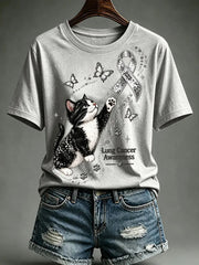 Women's Lung Cancer Awareness Print Short Sleeve T-shirt