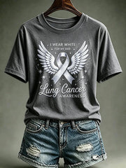 Women's Lung Cancer Awareness Print Short Sleeve T-shirt